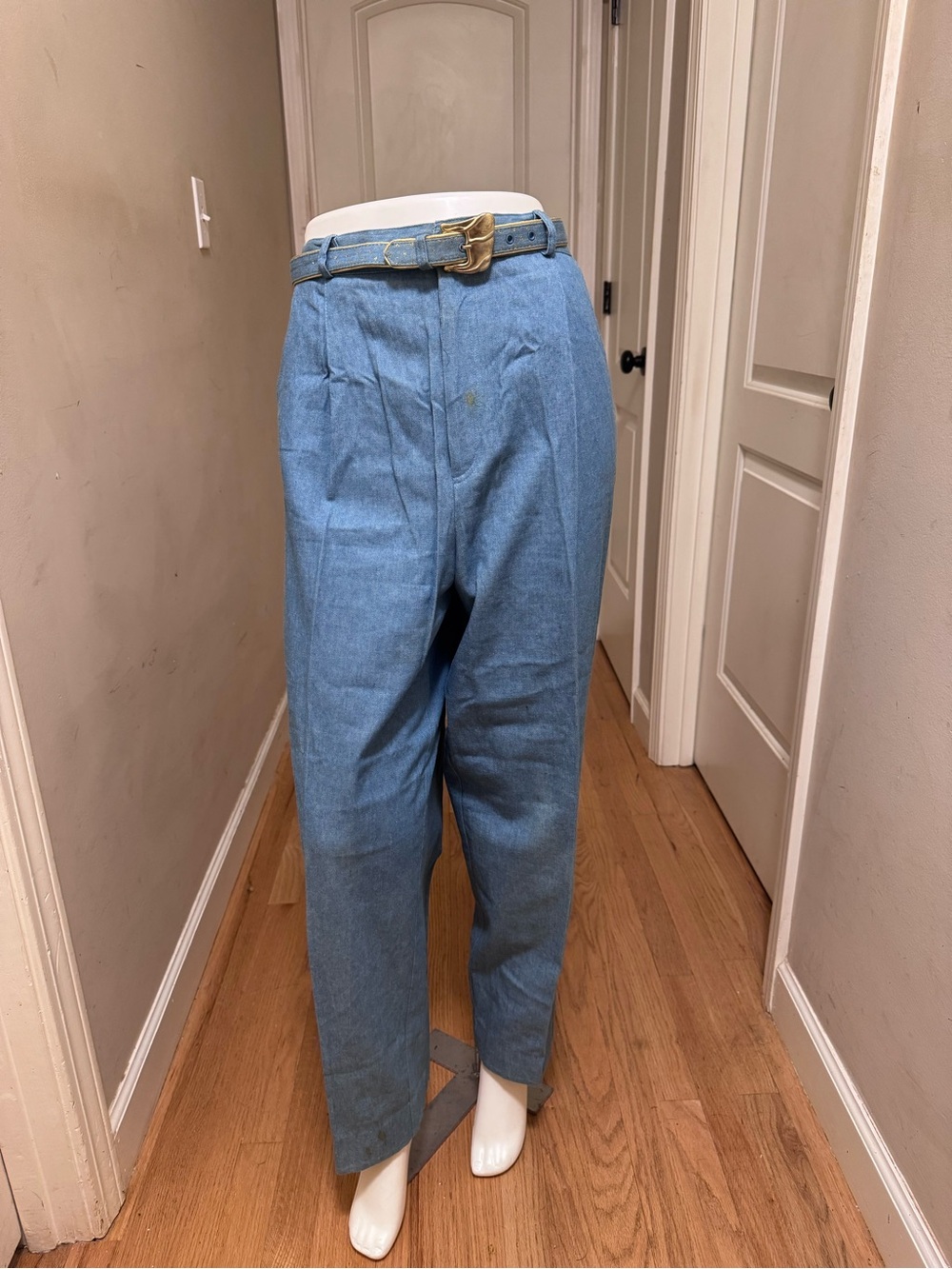 City Girl by Nacy Bolen vintage Light Blue Women's High-Waist Tapered Pants